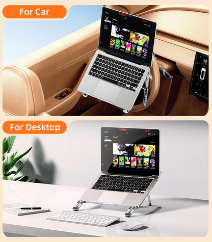 Car Laptop Mount Steering Wheel Tray Holder, Height Adjustable Car Desk for Laptop Computer Tablet, Foldable Portable Lap Laptop Stand for Car Vehicle Workstation Accessories Truck SUV Tesla