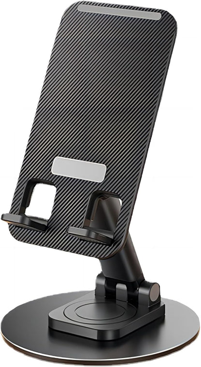 Cell Phone Stand, Adjustable Phone Holder 360° Rotation Fully Foldable Desktop Dock Compatible with iPhone 16 15 14 13 Pro Max Android Smartphone E-Reader Tablets (Black)