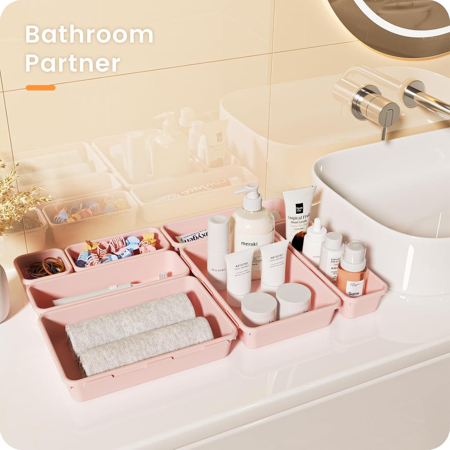 【Military Grade】A-LuGei Drawer Organizer, 【𝟱𝗦𝗶𝘇𝗲】 Makeup organizer, 【Holds 177 Items】 Bathroom Organizers and Storage, Organization and Storage, Desk Drawer Organizer for Bathroom Vanity