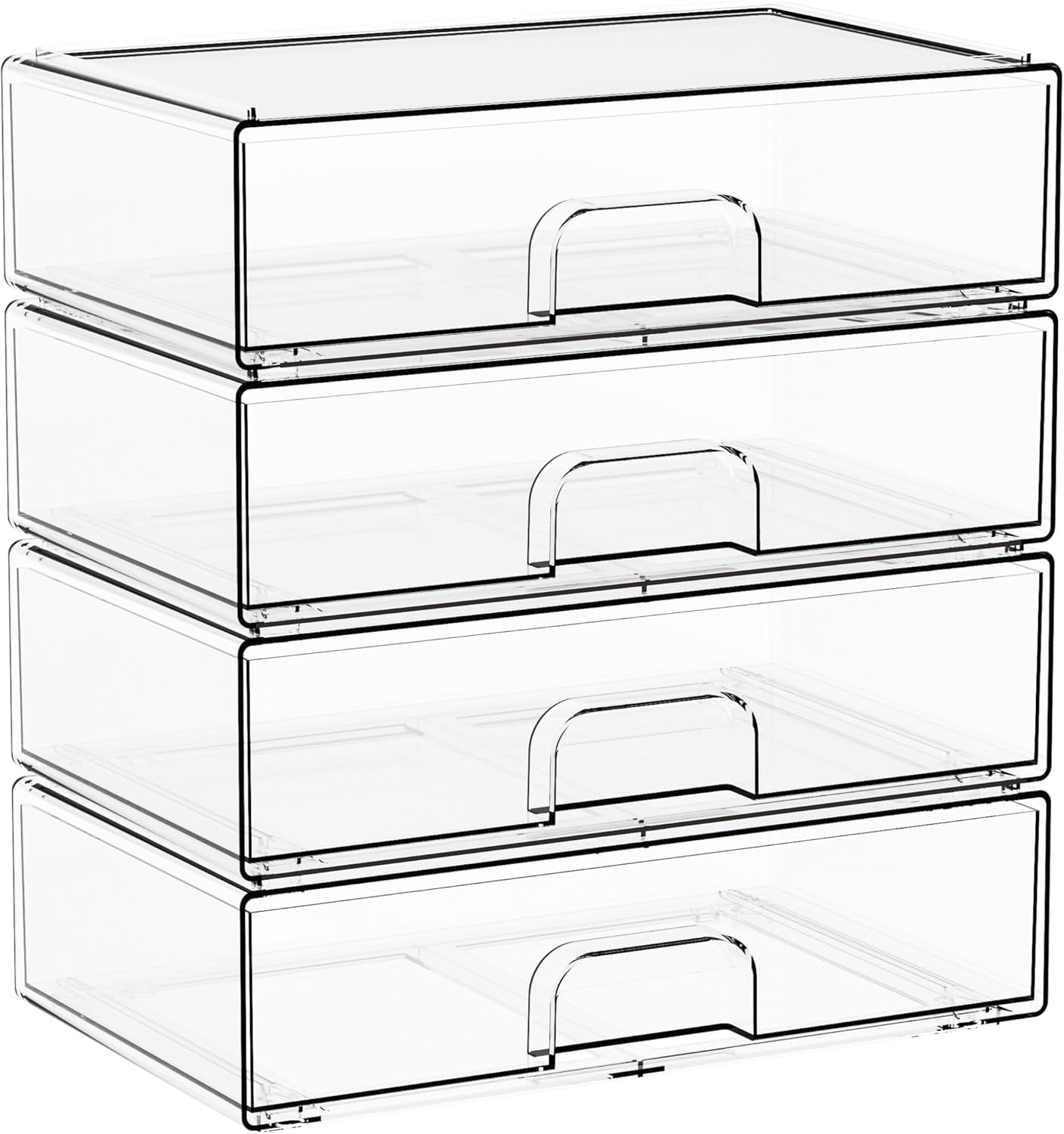 Yieach Clear Stackable Storage Drawers - Set of 6 - Acrylic Drawers,Bathroom Organizer Bin and Plastic Makeup Organizer,Clear Stacking Brightroom Storage Boxes for Vanity,Cabinet,Pantry Organization