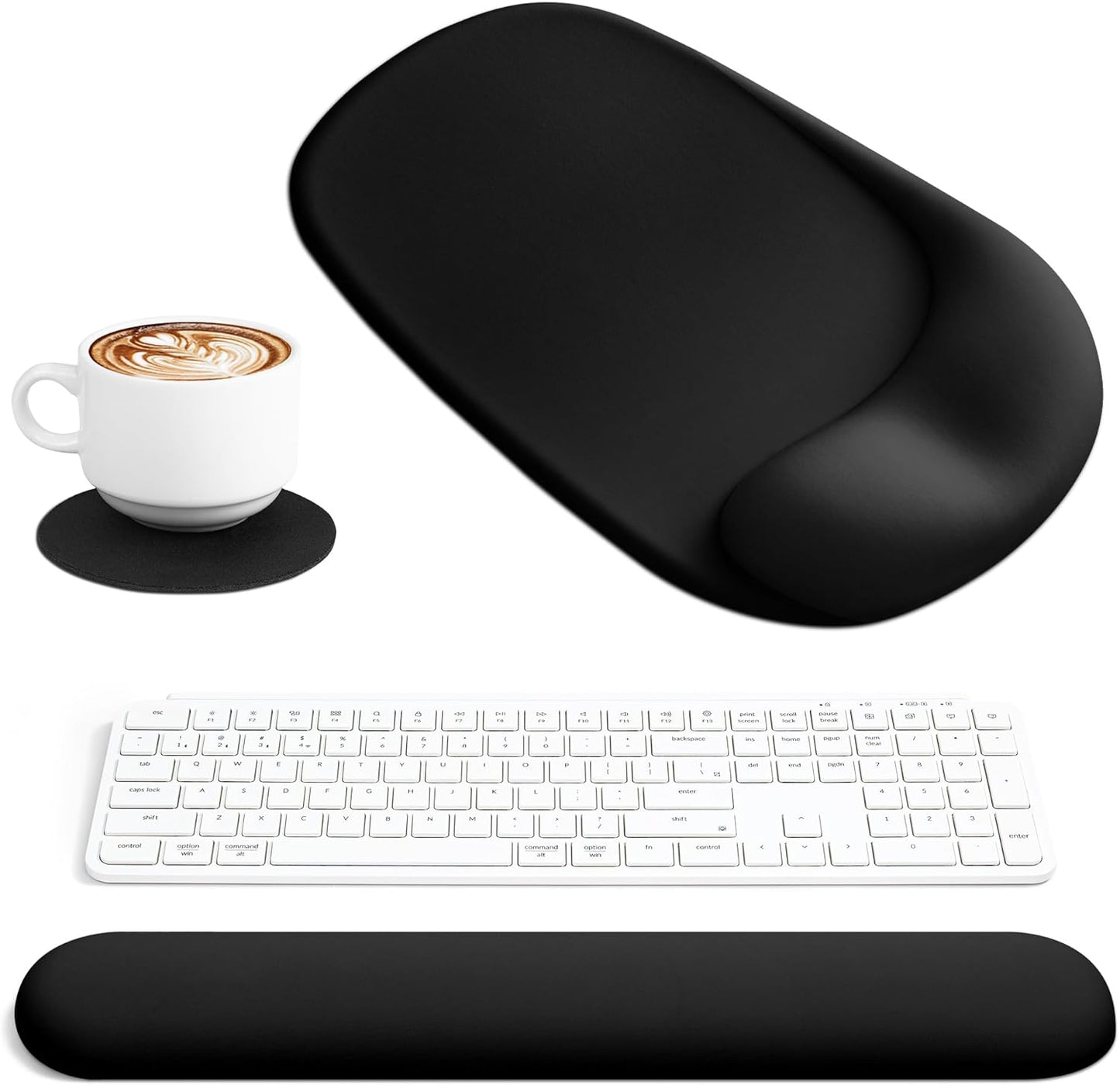 Ospelelf Wrist Rest for Keyboard and Mouse Ergonomic Mouse Pad with Wrist Support Memory Foam Wrist Rest for Computer Keyboard,3-in-1 Gel Mouse and Keyboard Pad for Office Geometry Green
