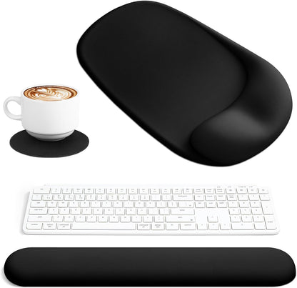 Ospelelf Wrist Rest for Keyboard and Mouse Ergonomic Mouse Pad with Wrist Support Memory Foam Wrist Rest for Computer Keyboard,3-in-1 Gel Mouse and Keyboard Pad for Office Geometry Green