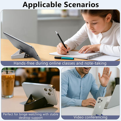 Portable Mobile Phone Stand for Desk, Foldable Pocket Travel Holder, Universal V Smartphone Kickstand Mount Compatible with iPhone, iPads, Kindle, Android, Pack of 4