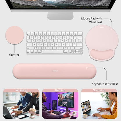 Sushret Mouse Pad and Keyboard Wrist Rest, 3-in-1 Gel Memory Foam Ergonomic Mouse Pad with Wrist Rest Set,Gaming Mousepad Arm Cushion Support for Computer Office Desk Accessories Cute Setup,Sage Green
