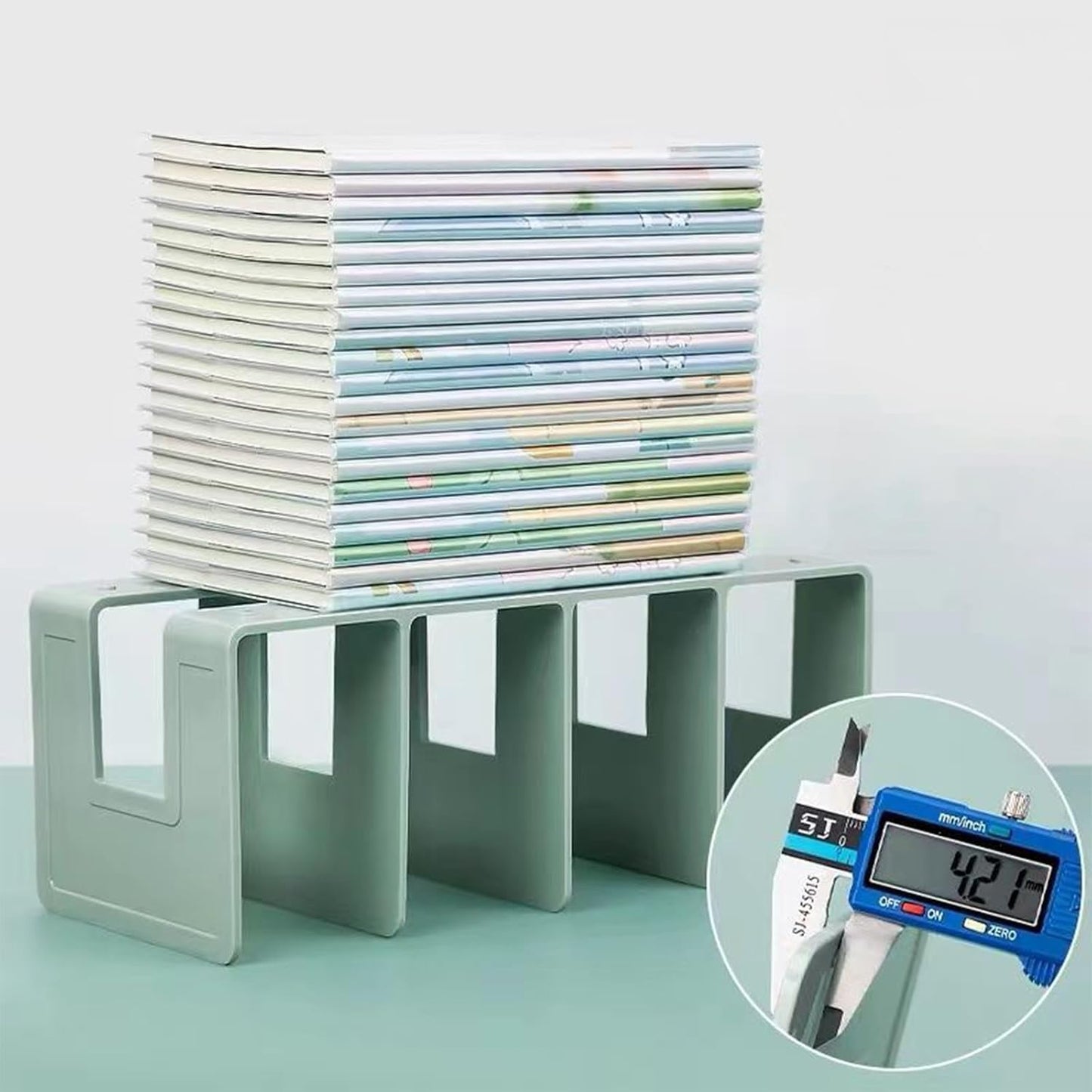 2PCS Acrylic File Organizer for Desk, Desktop Document/Mail Organizer, 4 Compartments Plastics Invisible Bookshelf Floating (12.5" x 5.7" x 5", Black)