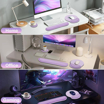 Mouse Pad with Wrist Rest Set, Qomolama 3-in-1 Wrist Support Mouse Pad Set, Floral Gaming Mousepad with Anti-Skid Base,Ergonomic Mouse Pad,Memory Foam Keyboard Gel Wrists Rest