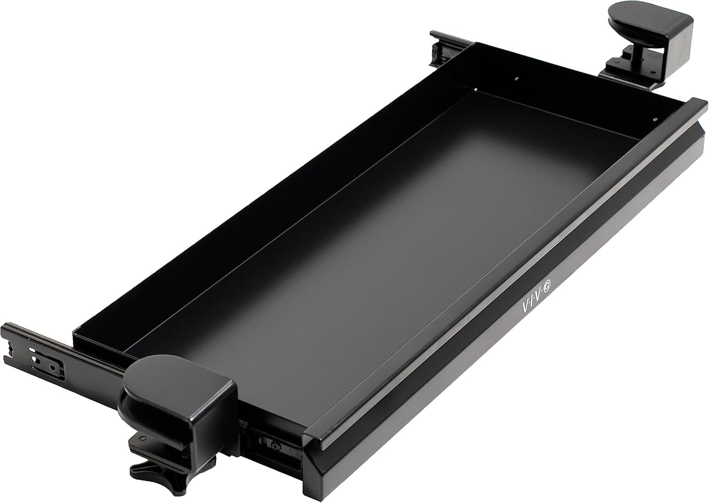 VIVO 22 inch Clamp-on Sliding Pull-Out Under Table Drawer for Office Desk, Shallow Storage Organizer for Sit Stand Workstation, Black, DESK-DR22L