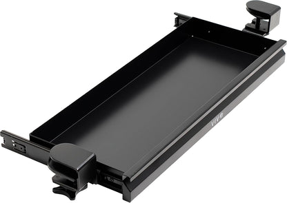 VIVO 22 inch Clamp-on Sliding Pull-Out Under Table Drawer for Office Desk, Shallow Storage Organizer for Sit Stand Workstation, Black, DESK-DR22L