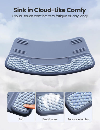 Vaydeer Wrist Rest with Keyboard Stand, Computer Wrist Support Pad, Ergonomic Keyboard Riser Holder Lift Tray with Wrist Pad, Soft Memory Foam Desk Cushion, Palm Hand Typing for Office Home Gift-Blue