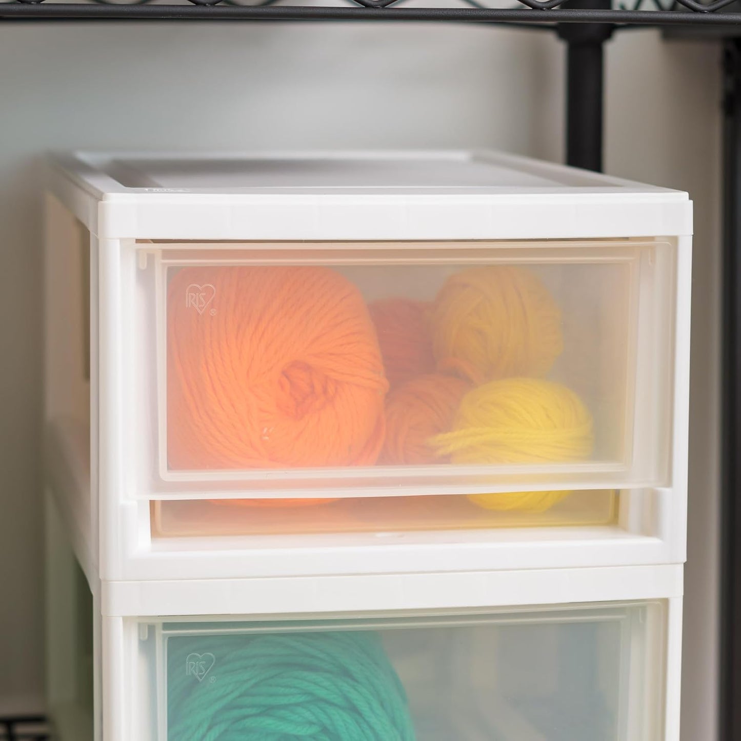 IRIS USA 47 Qt. Extra-Large Stackable Storage Drawer Plastic Drawer Organizer with Clear Doors, for Pantry Bedroom Closet Kitchen Under-Sink Home and Office De-Clutter Shoes and Crafts, White, 2-Pack