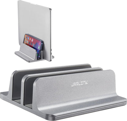 JARLINK Vertical Laptop Stand, Aluminum Laptop Holder Desktop Stand with Adjustable Dock Size (up to 17.3 inches) Compatible with All MacBook/Surface/Dell/Gaming Laptops (Silver)