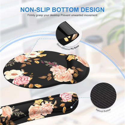 iCasso Desk Mat, Gaming Mouse Pad Wrist Support Set,4in1 XXL Large Mousepad + Keyboard Wrist Rest+Mouse Wrist Rest+Coaster Set with Ergonomic Design for Home Office Table Computer-Penoy