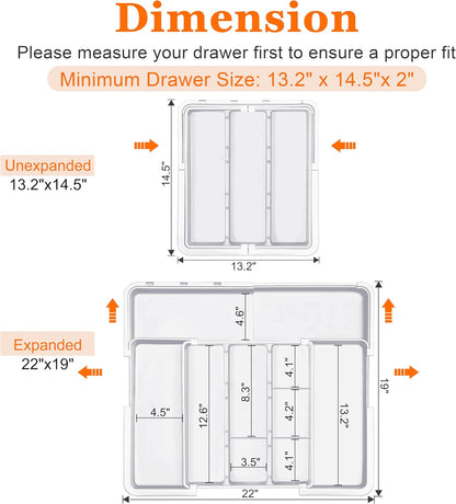 Spaclear Large Utensil Drawer Organizer Expandable Silverware Organizer for Kitchen Drawer Adjustable Cooking Utensil Holder Cutlery Flatware Tray Spatula Tools Gadgets Storage Dividers Plastic Black