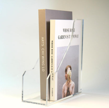 Magazine Holder - Acrylic File Holder and Desk Organizer, Clear Bookend File Sorter, Acrylic Book Organizer and Storage Box for Documents, Magazine Holder Rack for Classroom, Home, and Office
