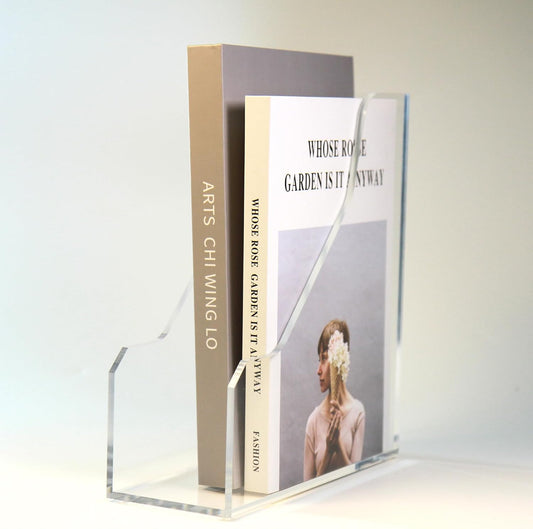 Magazine Holder - Acrylic File Holder and Desk Organizer, Clear Bookend File Sorter, Acrylic Book Organizer and Storage Box for Documents, Magazine Holder Rack for Classroom, Home, and Office