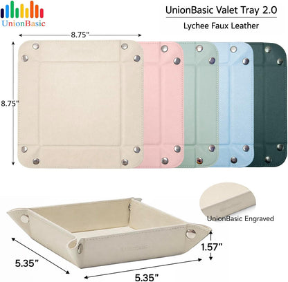 UnionBasic Medium Valet Tray, Jewelry Tray for Rings Watches Earrings, Entryway Catchall Caddy for Coins Keys Change, Nightstand Bedside Valet Holder, Trays for Electronic Gadgets, Candy Pink Plus - Colors B