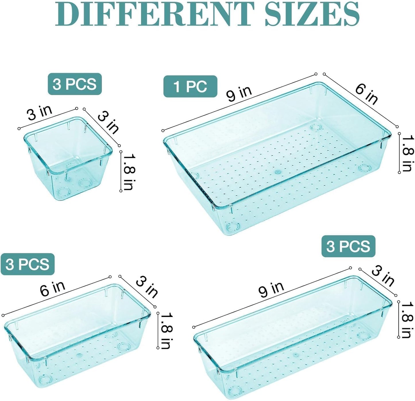 StorMiracle 16 PCS Drawer Organizer Set, 5 Varied Size Bathroom and kitchen Drawer cabinet organizer Trays, Clear Storage Bins for Makeup, Jewelry, Utensils and Gadgets