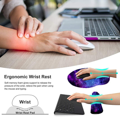 LATEEFAH Mouse Pad with Wrist Rest, 3-in-1 Gaming Mouse Pad, Keyboard Wrist Rest, Ergonomic Memory Foam Mousepad with Wrist Support for Computer Keyboard