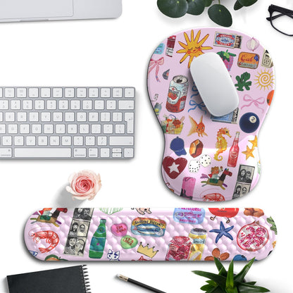 Ghost Book Mousepad with Wrist Rest Halloween Computer Keyboard Mouse Pad Black Cute, Mouse Pad with Wrist Rest for Computer Keyboard, 2 In1 Mousepad with Wrist Support Easy Typing&Relieve Wrist Pai