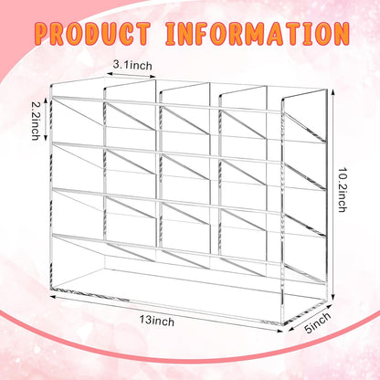 MotiMind Acrylic Pen Organizer Storage for 250 Markers Vertical Marker Organizer Acrylic Pen Display Holder for Office Desk Desktop Stationery Pencil Storage, Clear, 13 x 4 x 12.4 Inch