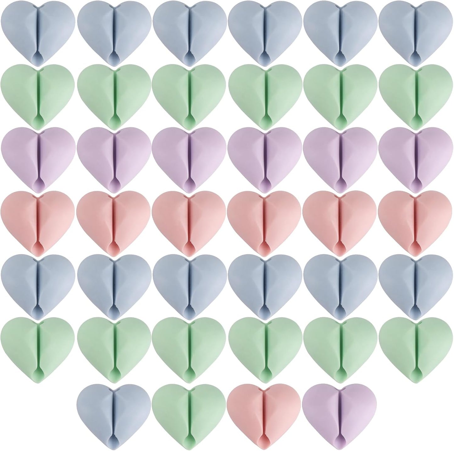 40 Pcs Cable Holder Cord Clips, Adhesive Wire Cord Holder Heart Cable Organizer Clips for Desk, Home, Office, Car, Nightstand (Pink Blue Green Purple)