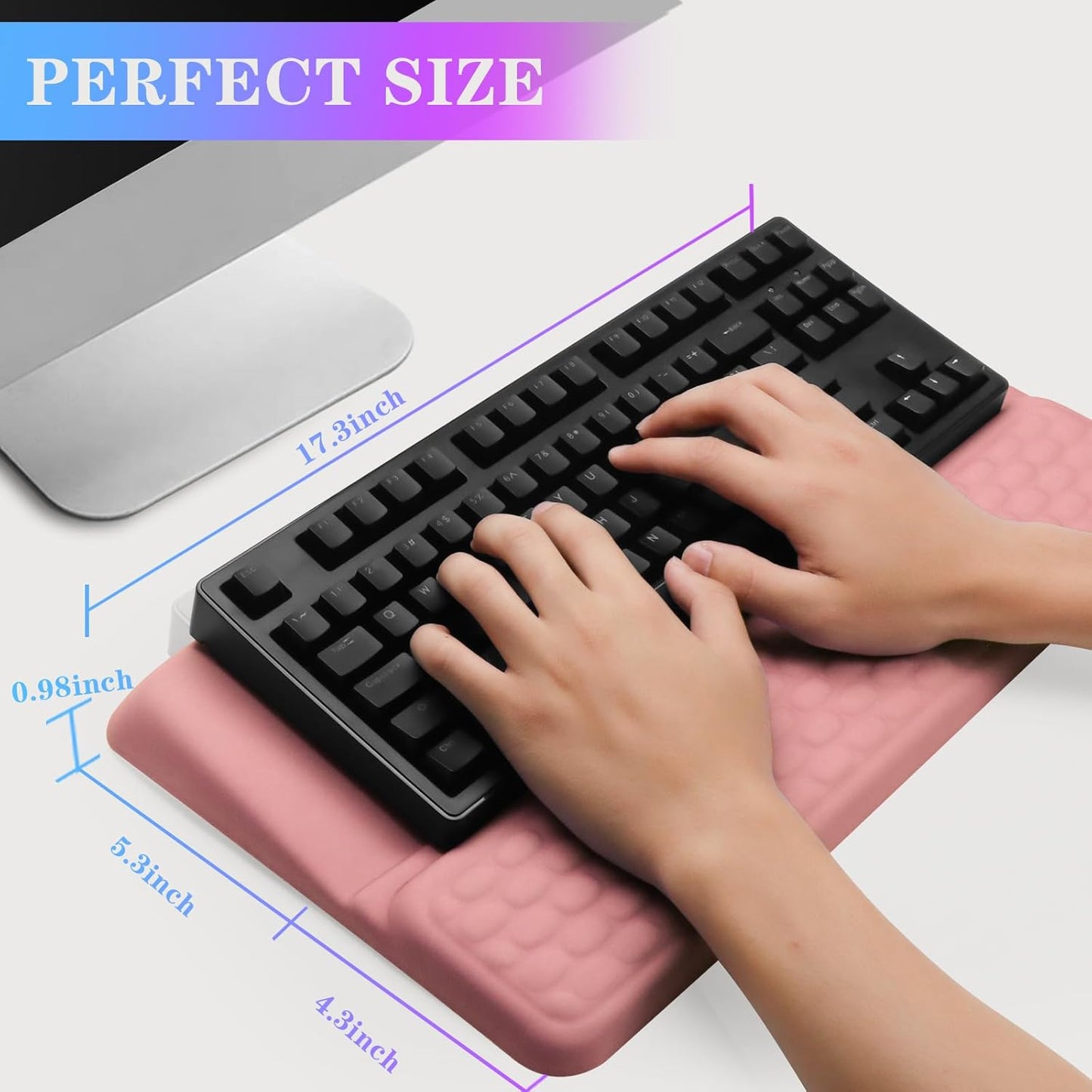 Computer Keyboard Stand with Wrist Rest, Ergonomic Tilted Keyboard Holder - Keyboard Riser with Wrist Pad - Keyboard Tray Support for Office Home - Black