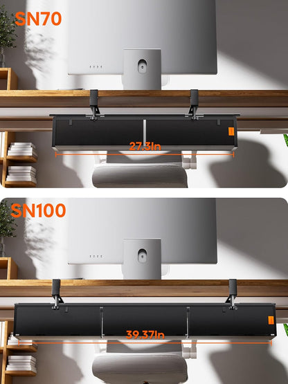 Under Desk Cable Management Tray No Drill, Cable Ties Included, Eco-Friendly Canvas Material, Mesh Design for Heat Dissipation, Cable Organizer/Storage for Standing Desk(27inch, Black)