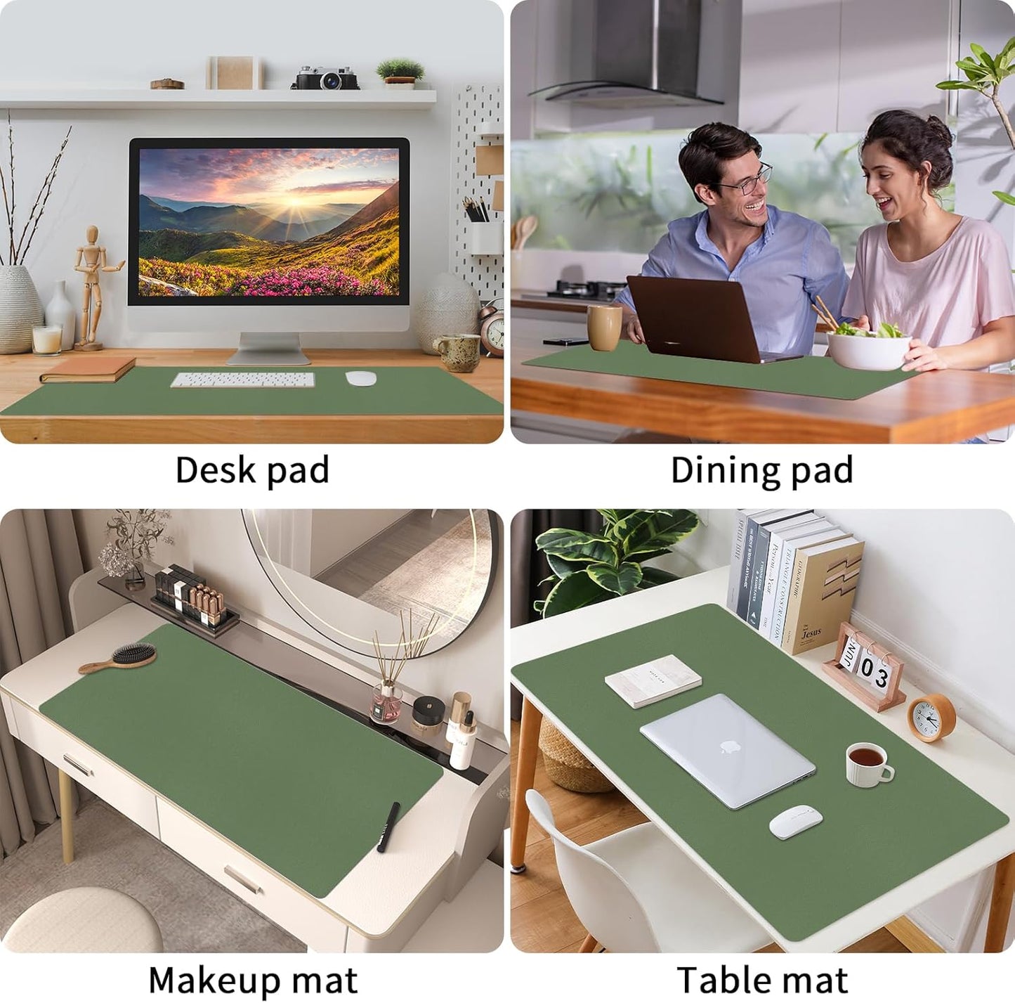 Bloss Leather Desk Pad and Keyboard Wrist Rest, Large Mouse Pad + Keyboard Pad+Mouse Wrist Support, Non-Slip Desk Mat Protector for Office, Home(31.5×15.7 Inches,Beige)