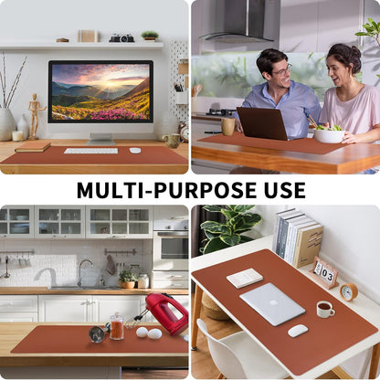 Bloss Leather Desk Pad and Keyboard Wrist Rest, Large Mouse Pad + Keyboard Pad+Mouse Wrist Support, Non-Slip Desk Mat Protector for Office, Home(31.5×15.7 Inches,Beige)