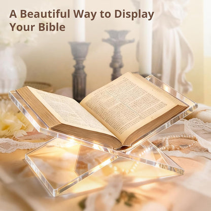 Acrylic Desktop Book Stand, Clear Angled Book Holder Display for Cookbooks, Magazines & Art Books, 12×7×5 in Slim Transparent Reading Stand for Desk & Coffee Table