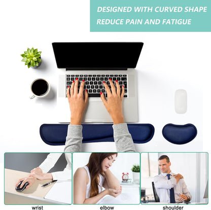 Keyboard Wrist Rest Mouse Wrist Support Set, Memory Foam Wrist Rest Pad for Computer Laptop Keyboard Mouse, Ergonomic Wrist Cushion Support for Typing Pain Relief, Gaming Home Office, Purple
