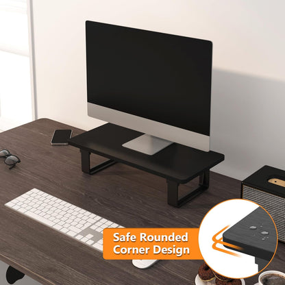 Monitor Stand Riser with 50 LB Capacity, Stable Wood Computer Monitor Stand for Desk Organizers, Anti-slip Computer Riser Monitor Shelf for PC Laptop Notebook Printer Computer iMac, Rustic Brown
