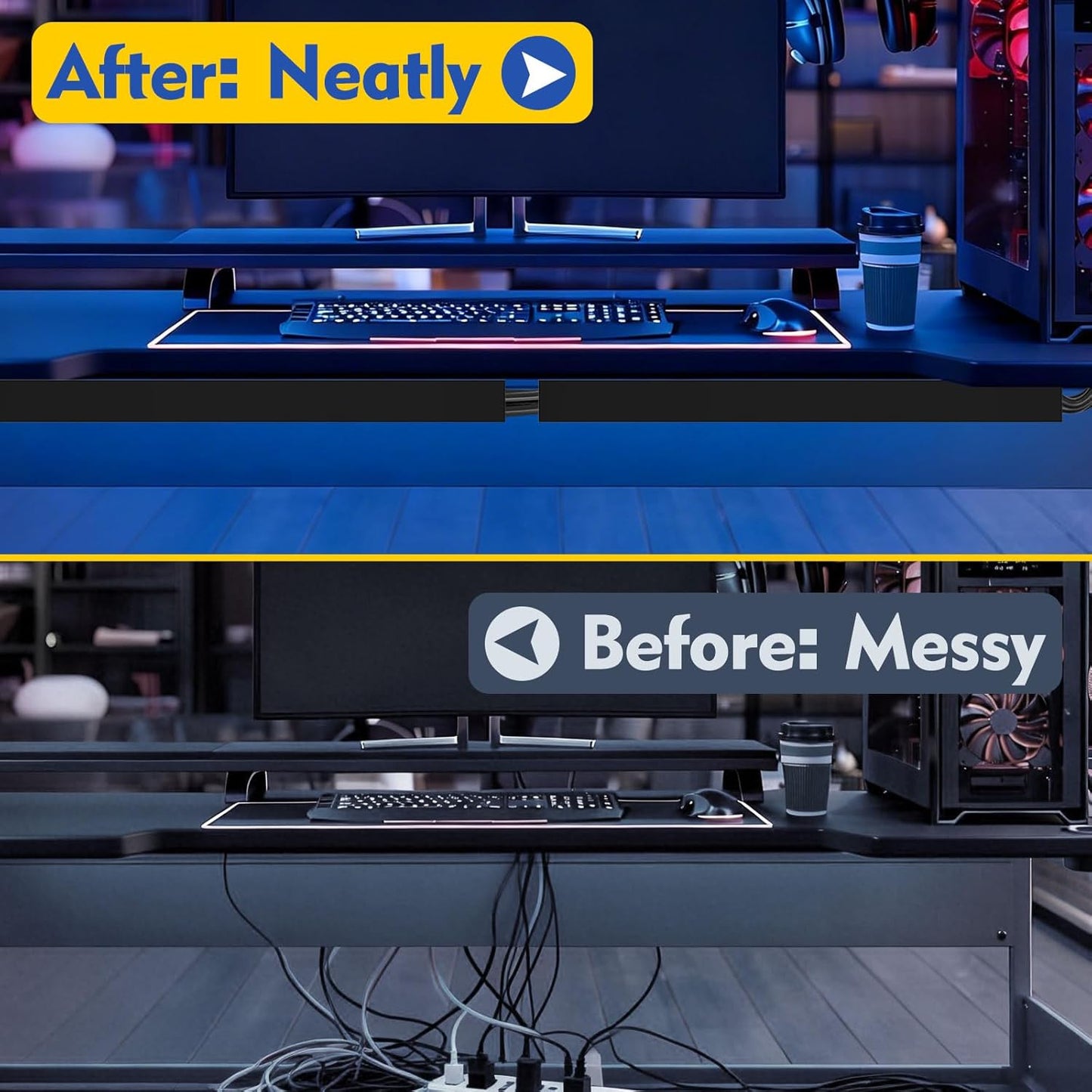 Open Slot Wiring Raceway Cable Duct, 123in Cable Management Channel Cord Track,Desk Wire Channel, Under Desk Cable Management to Hide Cables, Wires for Computers (Black, 1.57" Hx1.57"W, 15.4''L(8 Pc))