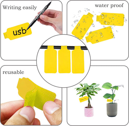 60 Pieces Cable Labels & Reusable Hook and Loop Fastening Ties Set - 30 Pieces Cord or Wire Labels & 30 Pieces Labels for Electronic Cords, Home & Office Cord Management