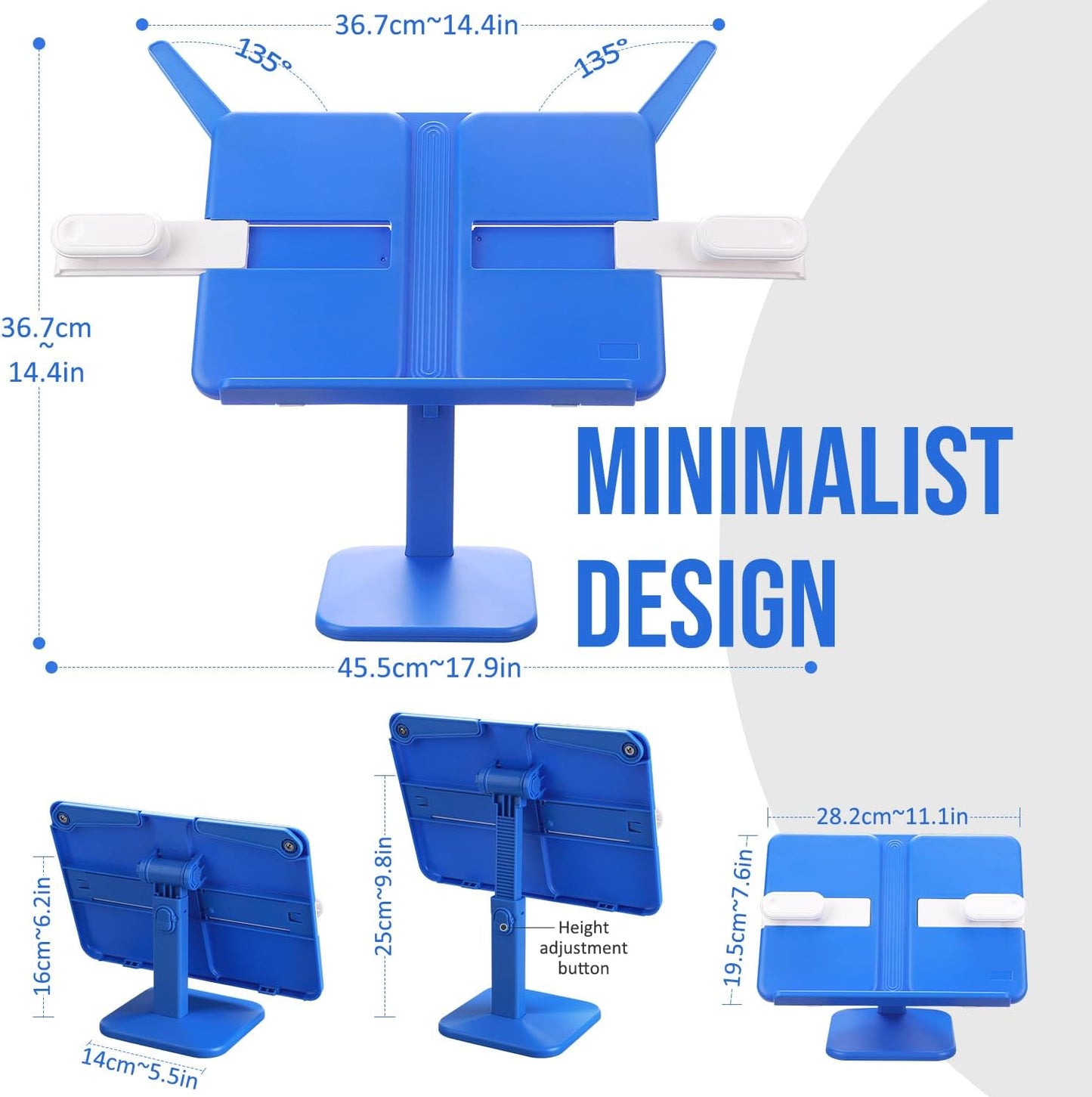 Tablet Stand Holder,Adjustable Foldable Lightweight iPad Laptop Book Stand for Desk,Monitor Holder Multi-Functional Rest Tray Recipes Textbook Cookbook Magazine Laptop Tablet DW (Grey)