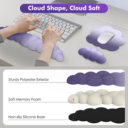 MoKo Cloud Wrist Rest, Ergonomic Cloud Keyboard Wrist Rest with Mouse Rest Wrist Pad, Durable Polyester Cloud Arm Rest Wrist Pad for Keyboard and Mouse for Office, Gaming, Computer, Laptop, Green