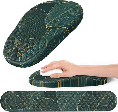 Ergonomic Mouse Pad and Keyboard Wrist Rest with Massage Design, Space-Saving Mouse Pad Wrist Support, Memory Foam Wrist Rest with Non-Slip PU Base for Computer Desk, Black