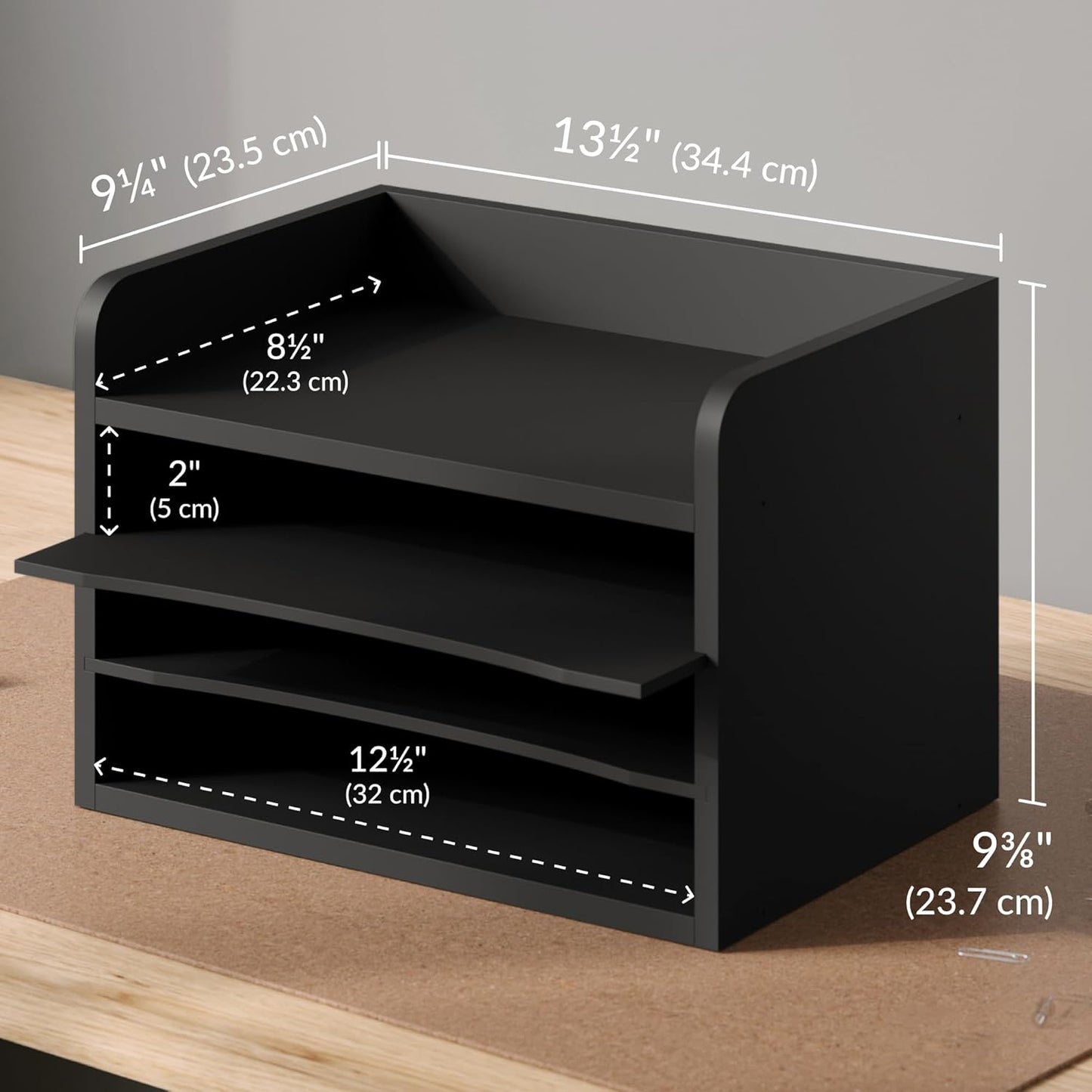 Ballucci 4-Tier Paper Organizer for Desk, Stackable Organizer Tray, Desk Storage Shelves, Stacking Letter Paper Tray Sorter for Classroom, Office, White