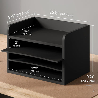 Ballucci 4-Tier Paper Organizer for Desk, Stackable Organizer Tray, Desk Storage Shelves, Stacking Letter Paper Tray Sorter for Classroom, Office, White
