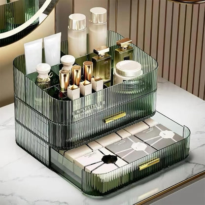 Stackable Cosmetics Organizer Drawers, Bathroom Vanity Makeup Organizers and Storage, Ideal for Desk and Dresser Countertops, Great for Palette, Skincare, Lipsticks, Nail Care. Green