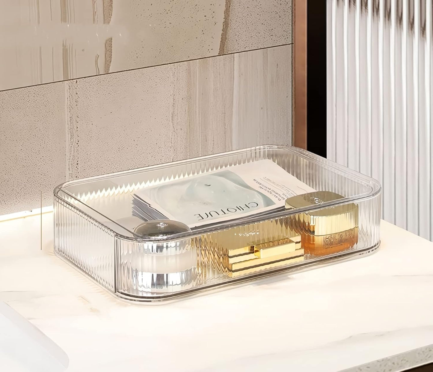 Stackable Cosmetics Organizer Drawers, Bathroom Vanity Makeup Organizers and Storage, Ideal for Desk and Dresser Countertops, Great for Palette, Skincare, Lipsticks, Nail Care. Green
