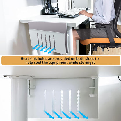 Desk Side Storage, Under Desk Storage, No Drill Steel Hanging Desk Organizer, Laptop Holder, Desk Storage Holder for Office & Home.(Black)