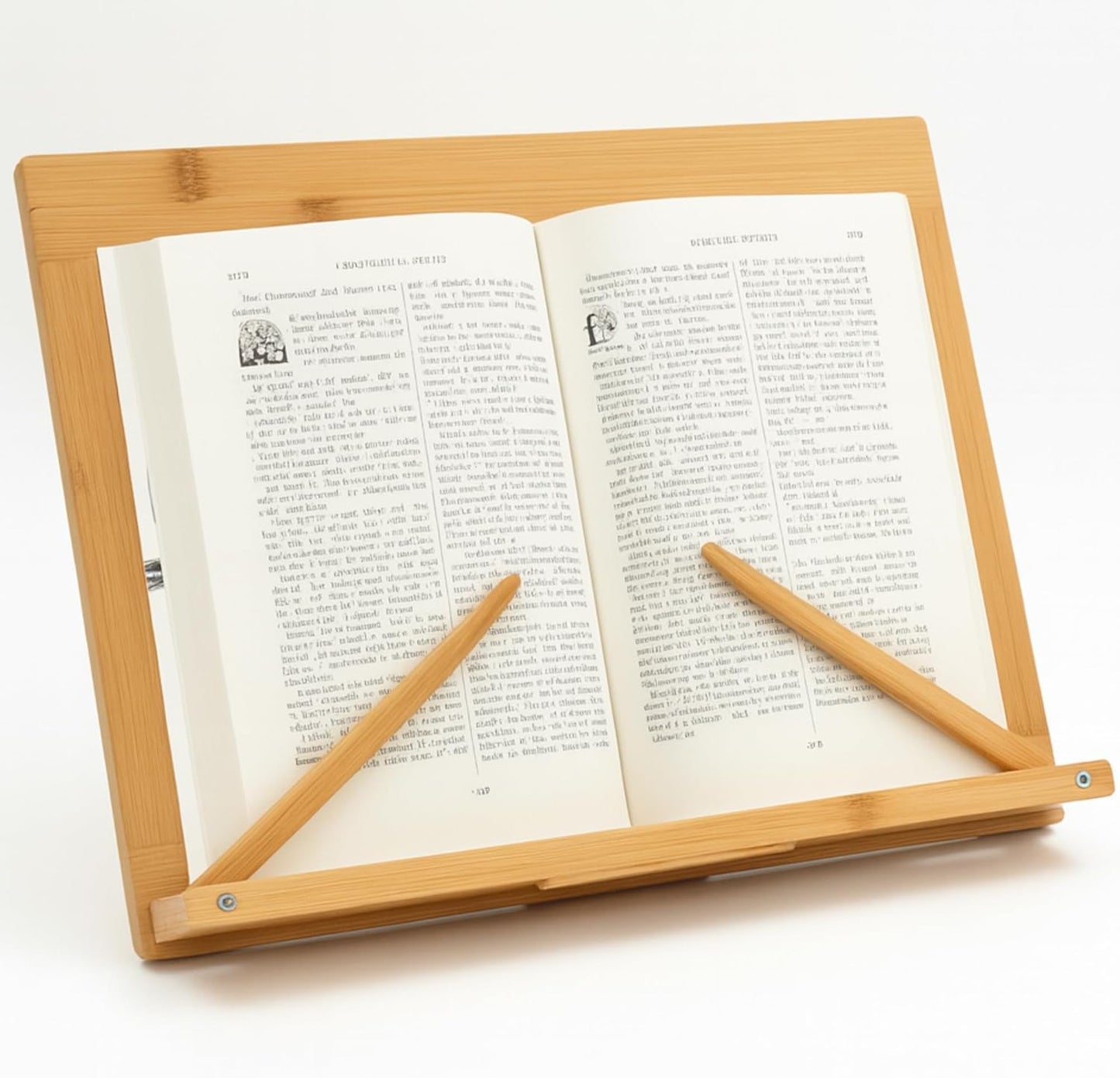 Book Stand for Reading, 3 Clips for Multiple Book Sizes, 5 Adjustable Viewing Angles, Hands Free Book Holder, Portable Stable Hard-Wearing Lightweight Bookstand Textbooks Cookbook