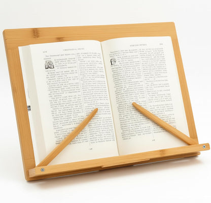 Book Stand for Reading, 3 Clips for Multiple Book Sizes, 5 Adjustable Viewing Angles, Hands Free Book Holder, Portable Stable Hard-Wearing Lightweight Bookstand Textbooks Cookbook