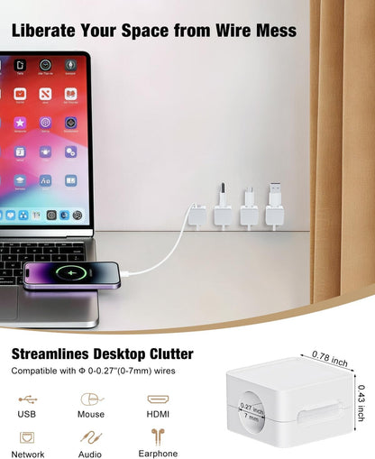 6 Pack Cord Holder, Strong Adhesive Desk Cord Organizer Magnetic Easy Open, Wire Holder Organizer Neatly for Home, Office, Car, Desk, Nightstand, Pink
