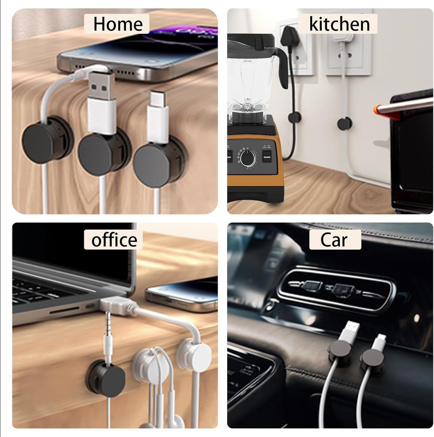 6 Pack -360 Degree Rotational Compact Desk Magnetic Cable Clips,Adhesive Wire Holder Keeper Organizer for Home Office Desk Phone Car Wall Desktop Nightstand, 3 Colors