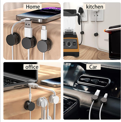 6 Pack -360 Degree Rotational Compact Desk Magnetic Cable Clips,Adhesive Wire Holder Keeper Organizer for Home Office Desk Phone Car Wall Desktop Nightstand, 3 Colors