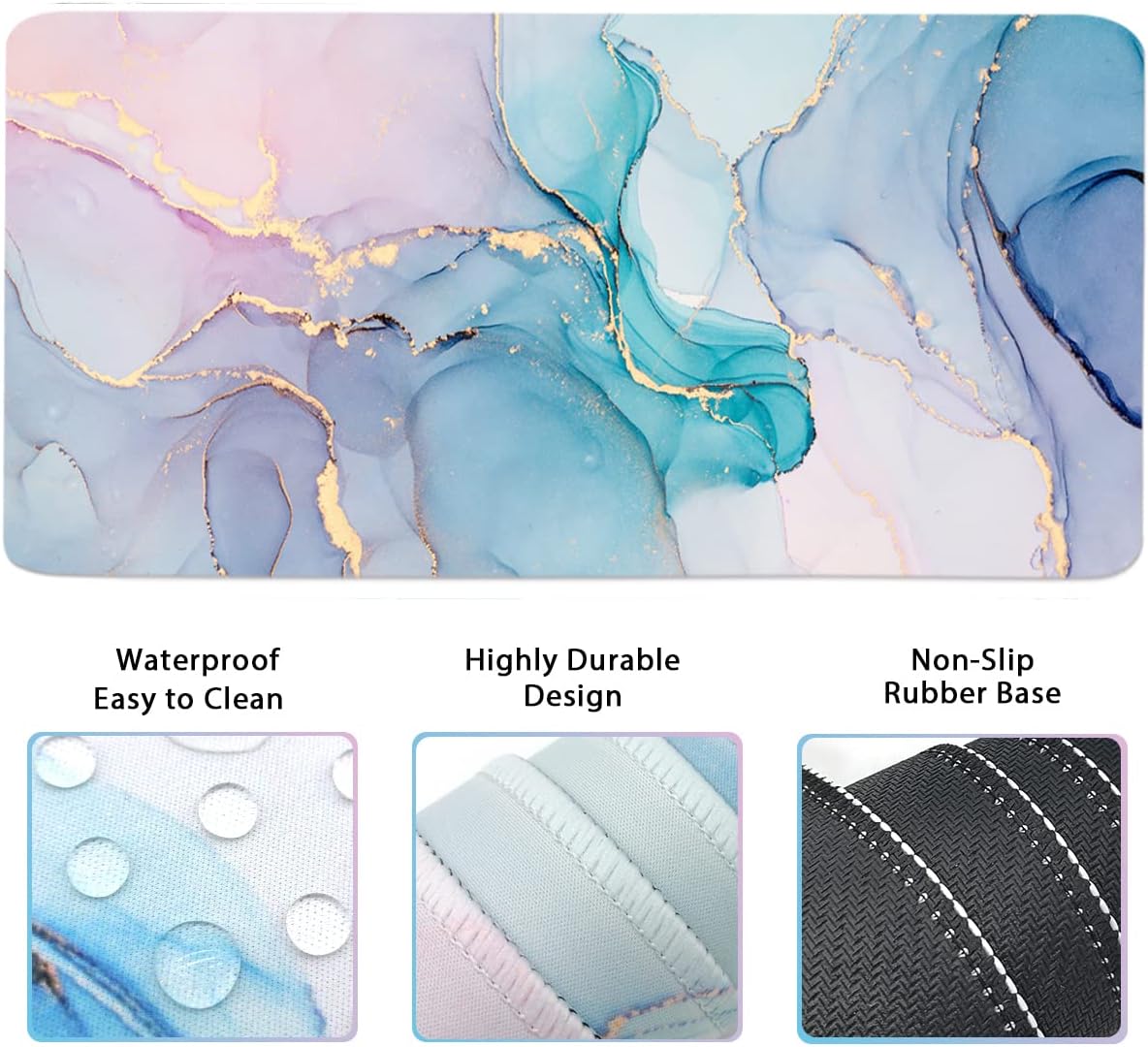 4-in-1 Large Gaming Mouse Pad, Keyboard Wrist Rest Pad & Wrist Support Mousepad Set, Extended Desk Pad Waterproof Desk Mat for Home Office Study Game-Black