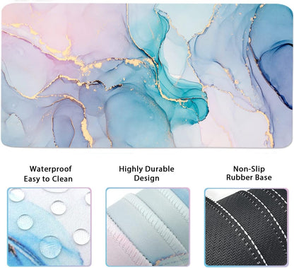 4-in-1 Large Gaming Mouse Pad, Keyboard Wrist Rest Pad & Wrist Support Mousepad Set, Extended Desk Pad Waterproof Desk Mat for Home Office Study Game-Black