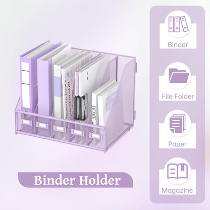 SUPEASY Desk Organizers Metal Desk Magazine File Holder with 5 Vertical Compartments Rack File Organizer for Office Desktop, Classroom, Home Workspace, Black